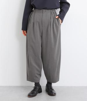 綾織ツイル裾タックアンクル丈コクーンパンツ(チャコール-F)