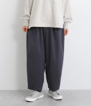 綾織ツイル裾タックアンクル丈コクーンパンツ(ネイビー-F)