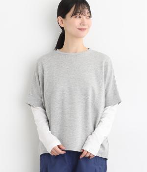 ミニ裏毛5分袖ドルマンプルオーバー(トップグレー-ONESIZE)