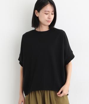 ミニ裏毛5分袖ドルマンプルオーバー(ブラック-ONESIZE)