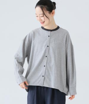 コットンビエラバックバルーンブラウス(グレー×チャコール-F)