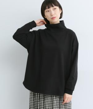 コットンミニ裏毛タートルプルオーバー(ブラック-F)