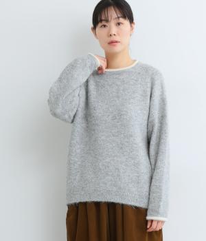 ウール混シャギーニットプルオーバー(グレー-F)