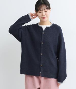 ウール混シャギーニットカーディガン(ネイビー-F)