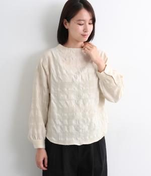 ウールシャーリングチェックボトルネックプルオーバー(アイボリー-F)
