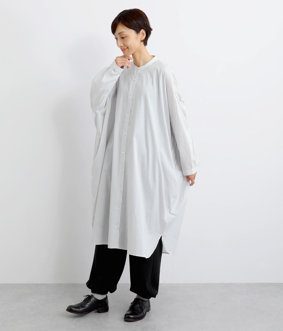 コットンソフトローンバッグギャザーワンピース(ライトグレー-F)