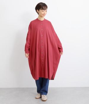 コットンソフトローンバッグギャザーワンピース(レッド-F)