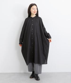 コットンソフトローンバッグギャザーワンピース(ブラック-F)