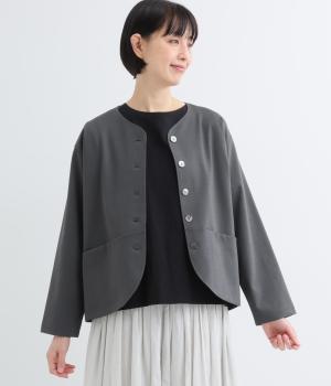 ストレッチポンチノーカラージャケット