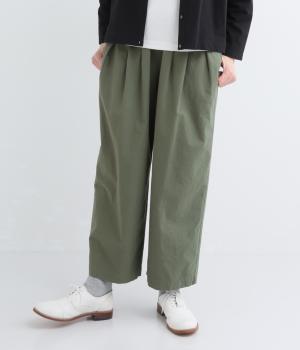 馬布製品洗いタックテーパードパンツ(カーキ-F)