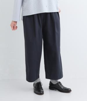 馬布製品洗いタックテーパードパンツ(ネイビー-F)