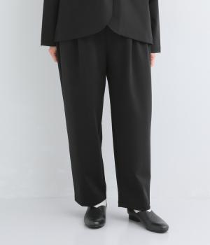 ストレッチポンチタックテーパードパンツ(ブラック-F)