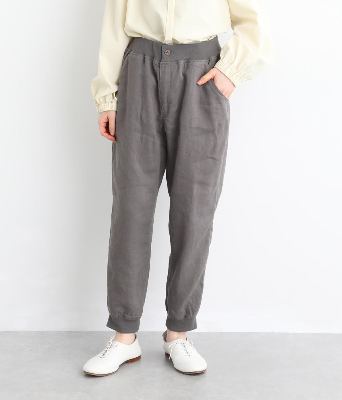 太番手リネンジョガーパンツ(チャコール-F)