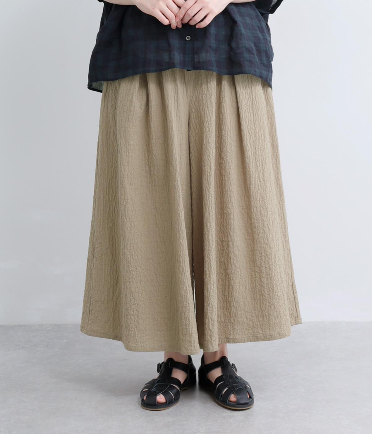 先染めシャーリング　ギャザーパンツ(ベージュ-F)