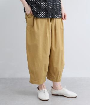 コットンリネンキャンバス　コクーンパンツ(ベージュ-F)