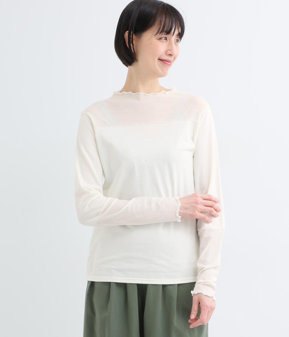 ナチュラル天竺×シアーフライスメロープルオーバー(ホワイト-F)