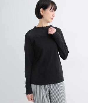 ナチュラル天竺×シアーフライスメロープルオーバー(ブラック-F)