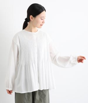 ソフトローンピンタック2wayブラウス(ホワイト-F)
