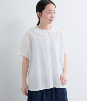 ヴィンテージローン　タック襟ブラウス(ホワイト-F)