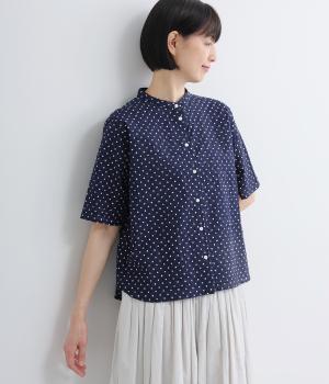 リップルドット　バンドカラーシャツ