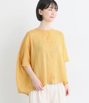 シアーリネン　バックギャザーシャツ(シトラスイエロー-F)