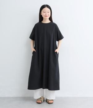 シーチングワッシャー　ワンピース(ブラック-F)