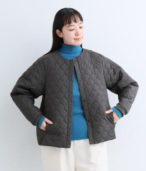 キルトノーカラーブルゾン（チャコール・F）