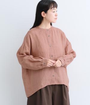 リネンバックギャザーブラウス（ピンクベージュ・F）