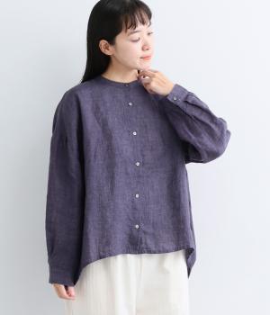 リネンバックギャザーブラウス（ダークパープル・F）
