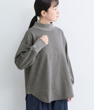 コットンミニ裏毛リブネックプルオーバー(杢チャコール-F)