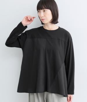 コットンナチュラル天竺×ローンパッチワークプルオーバー(ブラック-F)