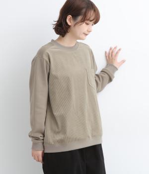 セントラル裏毛起毛×コール コンビプルオーバー（グレージュ・F）