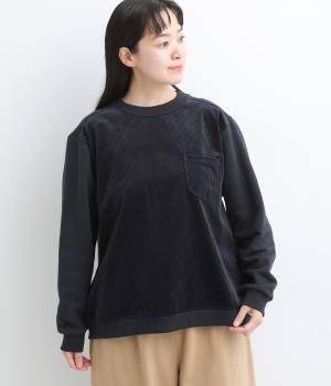 セントラル裏毛起毛×コール コンビプルオーバー（ネイビー・F）