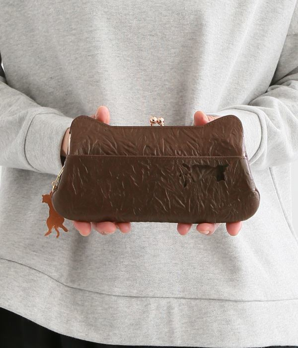 がま口 ロングウォレット(マホガニーブラウン-ONESIZE)