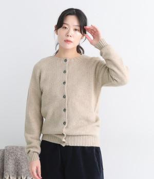 ウールクルーネックニットカーディガン(OATMILK-ONESIZE)
