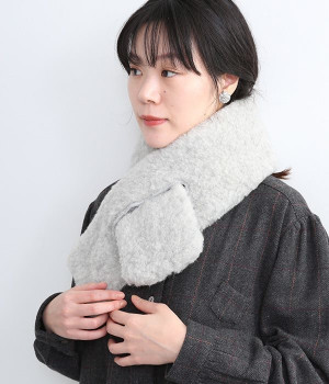 ウールマフラー(ライトグレー-ONESIZE)