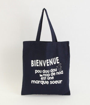 リネンコットンマルシェバッグ(ネイビー-ONESIZE)