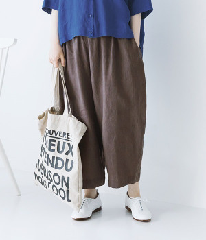 Pomme　plus　rondリネンパンツ(ダークグレー-ONESIZE)