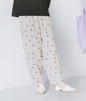 レーヨンリネンpolka タックパンツ(アイボリー-ONESIZE)