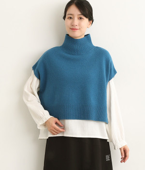 ラムズウールハイネックワイドベスト(ターコイズ-ONESIZE)