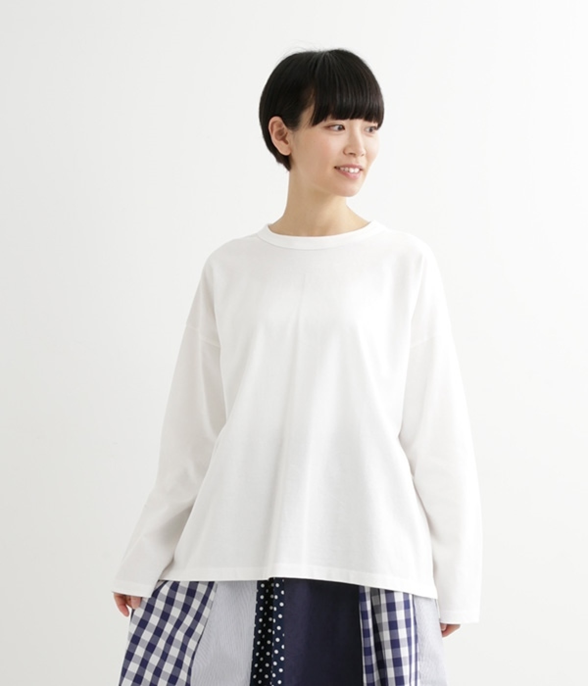 USコットンオーバーサイズロングTシャツ(オフホワイト-ONESIZE)