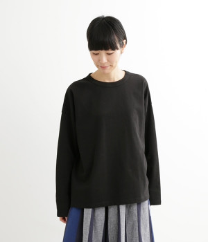 USコットンオーバーサイズロングTシャツ(ブラック-ONESIZE)