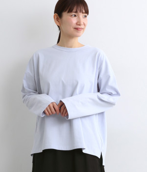 USコットンオーバーサイズロングTシャツ(ライトブルー-ONESIZE)