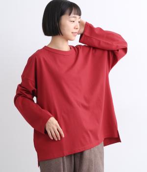 USコットンオーバーサイズロングTシャツ(レッド-ONESIZE)