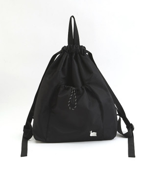 ナイロンツイルナップサック(ブラック-ONESIZE)