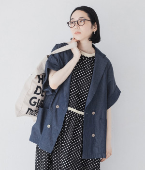 Cloche半袖テーラードジャケット(インディゴ-ONESIZE)