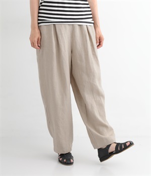 リネン・リネンギンガムPommeボリュームタックパンツ(キナリ-ONESIZE)