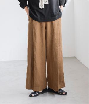 ヘンプ　プリーツタックワイドパンツ(キャメル-ONESIZE)
