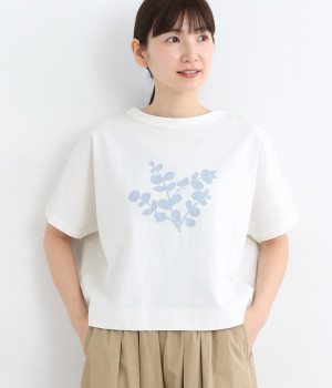 Cloche USコットンユーカリプリントT(オフホワイト-ONESIZE)