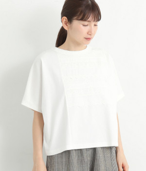Cloche　レース叩きシャツ(オフホワイト-ONESIZE)